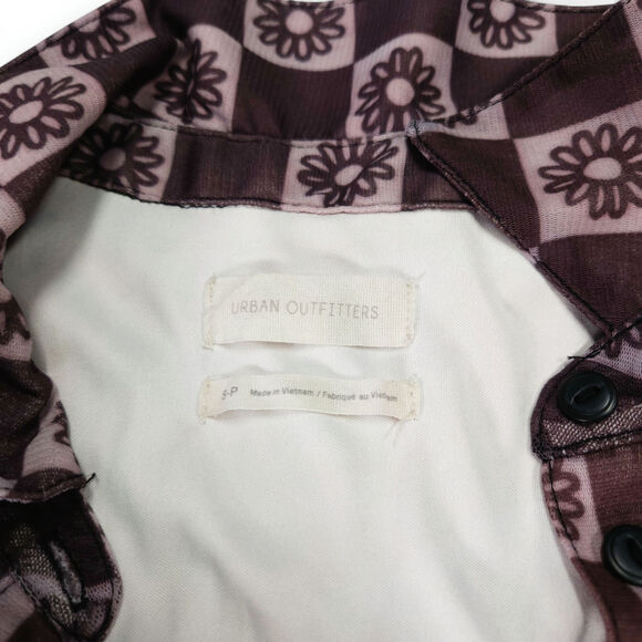 EUC UO Urban Outfitters Riko Bodycon Shirt Dress Sz. S Retro Floral Mesh Mini - Picture 3 of 7